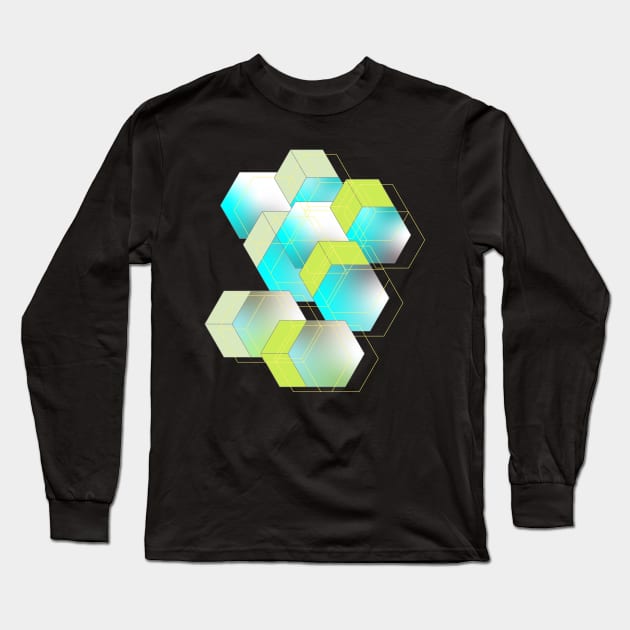 Network cubes and shapes Long Sleeve T-Shirt by Uniquepixx